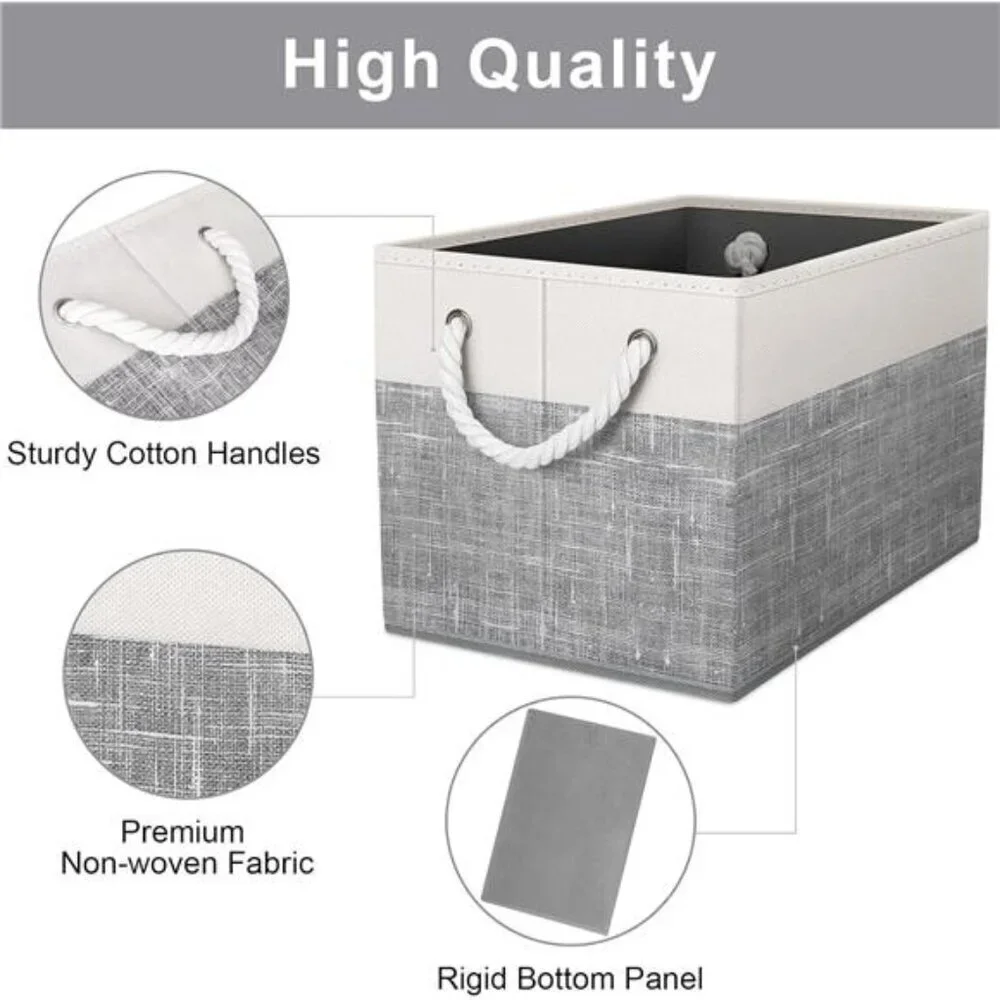 Foldable Storage Bins Set of 3 Large Fabric Organizer Baskets with Handles